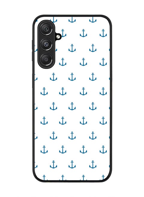 Rugged Black Edge case for Samsung Galaxy M34 5G, Custom Slim fit Flexible Anti Drop Thin Phone Case Cover - Anchor Blue