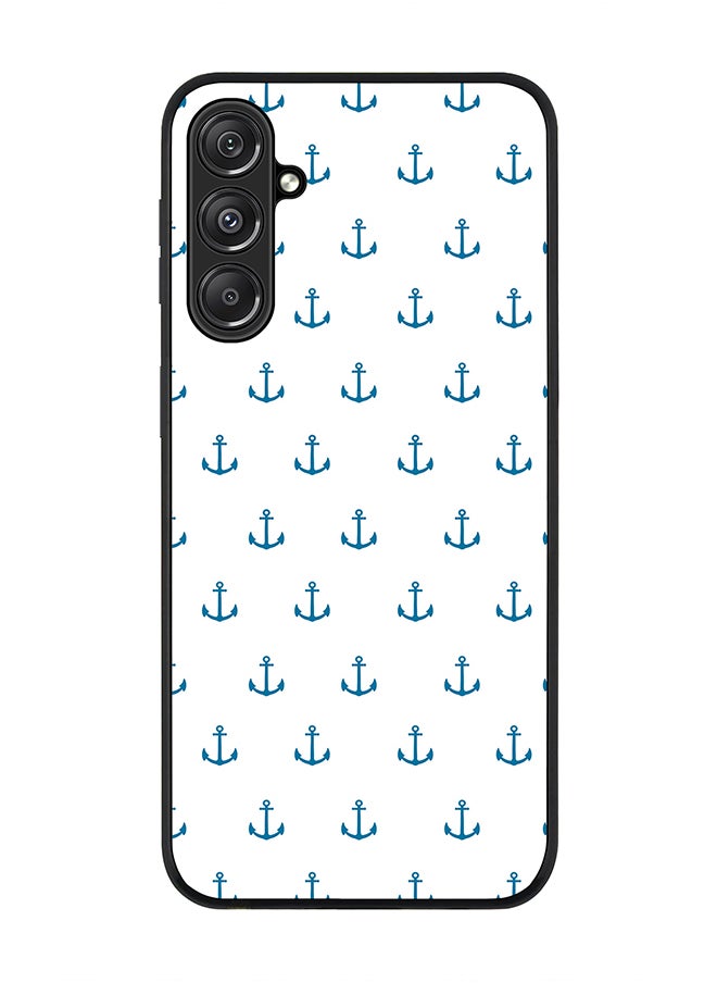 Stylizedd - Rugged Black Edge case for Samsung Galaxy M34 5G, Custom Slim fit Flexible Anti Drop Thin Phone Case Cover - Anchor Blue - Image 1