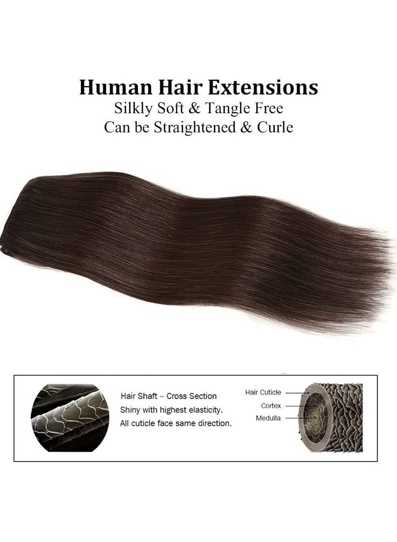 Estelle Clip in Hair Extensions Remy Human Hair for Women Silky Straight Long Human Hair Clip on Extensions 100 grams 4 pieces Dark Brown - Image 5