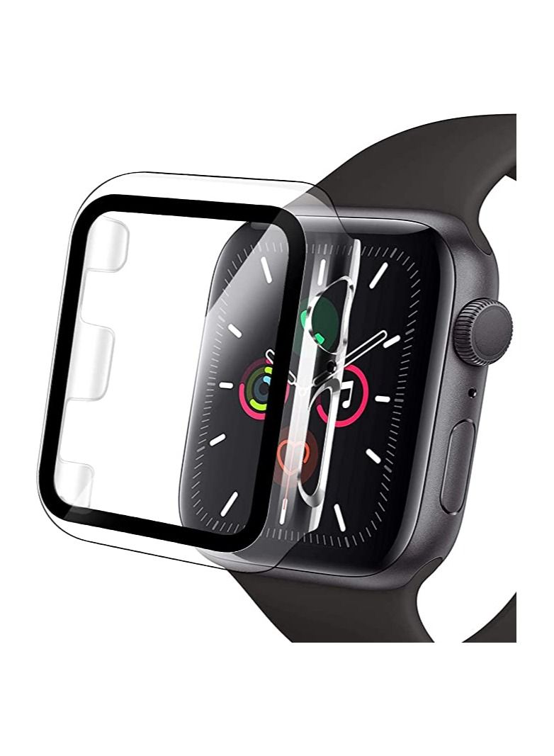 Compatible Apple Watch Case 38mm with Screen Protector Series 3/2/1, Clear Hard PC Bumper Case + 9H Bulletproof Glass Screen Protector Full Protective Cover Case for iWatch - Image 1