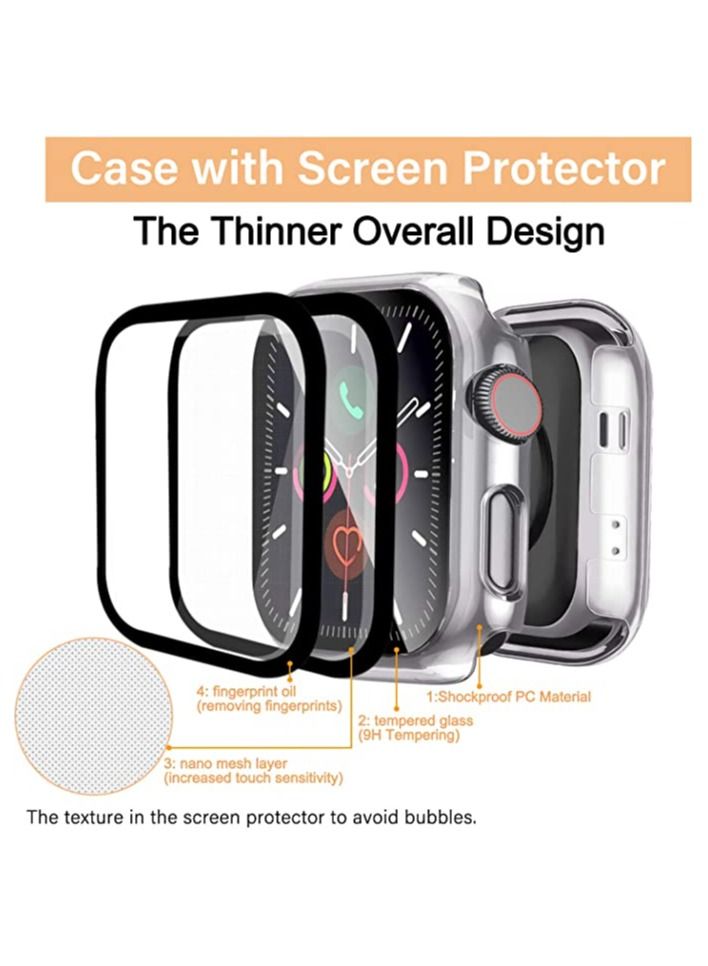 Compatible Apple Watch Case 38mm with Screen Protector Series 3/2/1, Clear Hard PC Bumper Case + 9H Bulletproof Glass Screen Protector Full Protective Cover Case for iWatch - Image 4