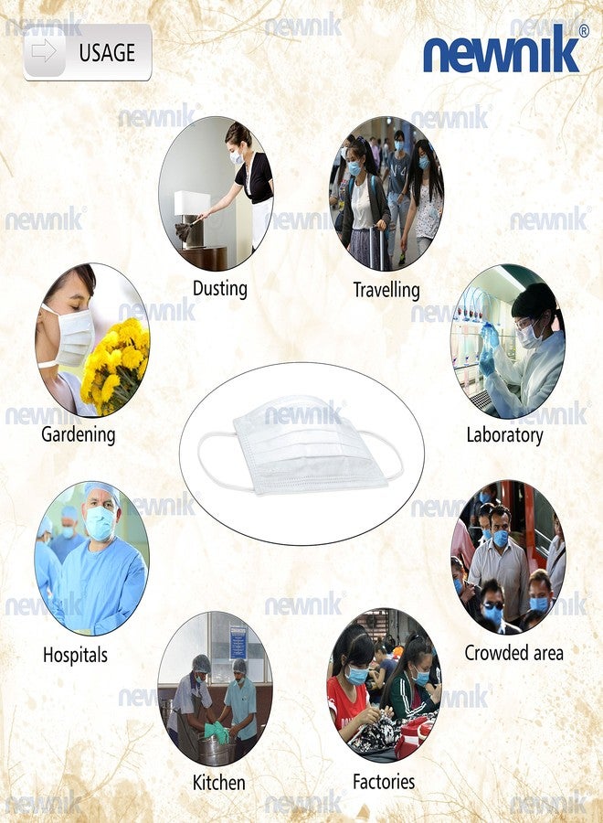 نيونيك قناع وجه مطاطي فاخر للاستخدام مرة واحدة من نيونيك، ثلاث طبقات | قناع من قماش ناعم غير منسوج مع حلقات أذن مريحة ومشبك للأنف | أقنعة واقية قابلة للتنفس ولطيفة على البشرة للجنسين (عبوة من 500 قناع) - Image 3