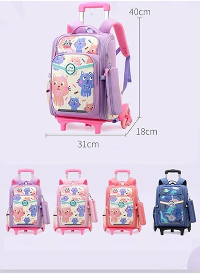 Generic - Rolling Backpack for Kids Solid Color Trolley Bookbags Elementary School Students Schoolbag - Image 1