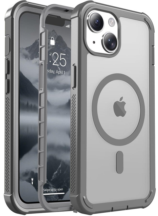 jaroco Magnetic for iPhone 14 Case, [Compatible with MagSafe][Military Grade Drop Protection][Heavy Duty Protection][Non-Slip][Shockproof] 2-Layer Durable Bumper Phone Case 6.1''-Gray - Image 1