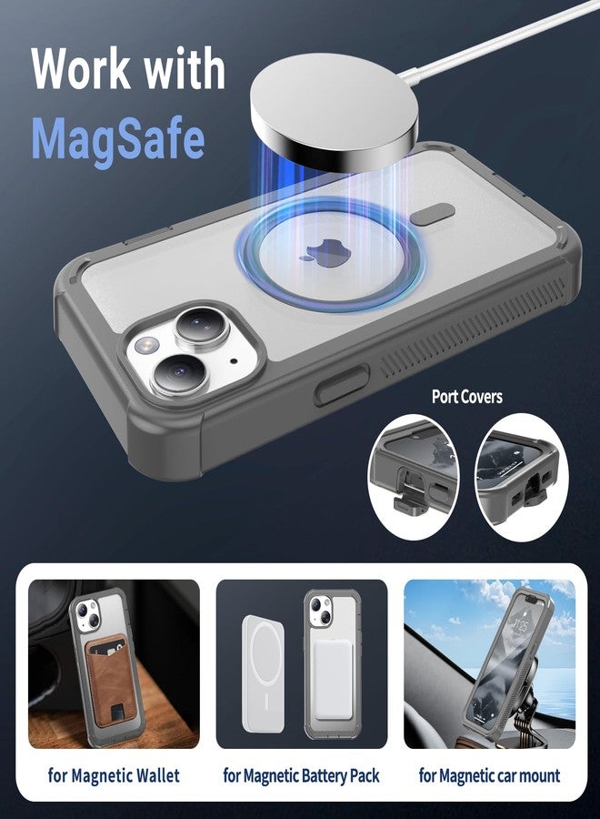 jaroco Magnetic for iPhone 14 Case, [Compatible with MagSafe][Military Grade Drop Protection][Heavy Duty Protection][Non-Slip][Shockproof] 2-Layer Durable Bumper Phone Case 6.1''-Gray - Image 4