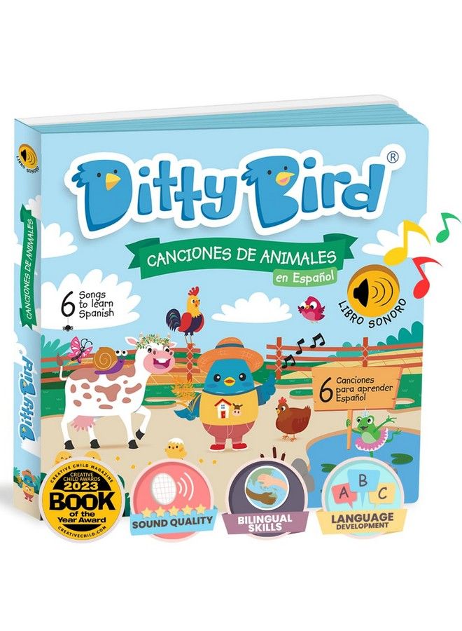 Ditty Bird Sound Musical Book In Spanish Canciones De Animales For Baby And Toddler - Image 1