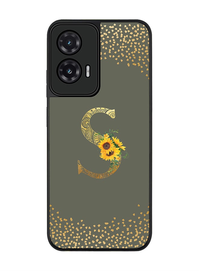 Stylizedd For Motorola Moto G35 Case,Slim fit Camera Protection, Shockproof Thin Phone cover  - Custom Floral Monogram - S  (Olive Green )