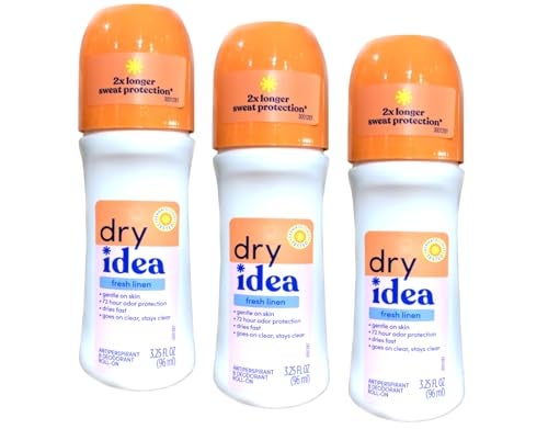 Dry Idea Antiperspirant Deodorant RollOn Fresh Linen 325 fl oz Pack of 3