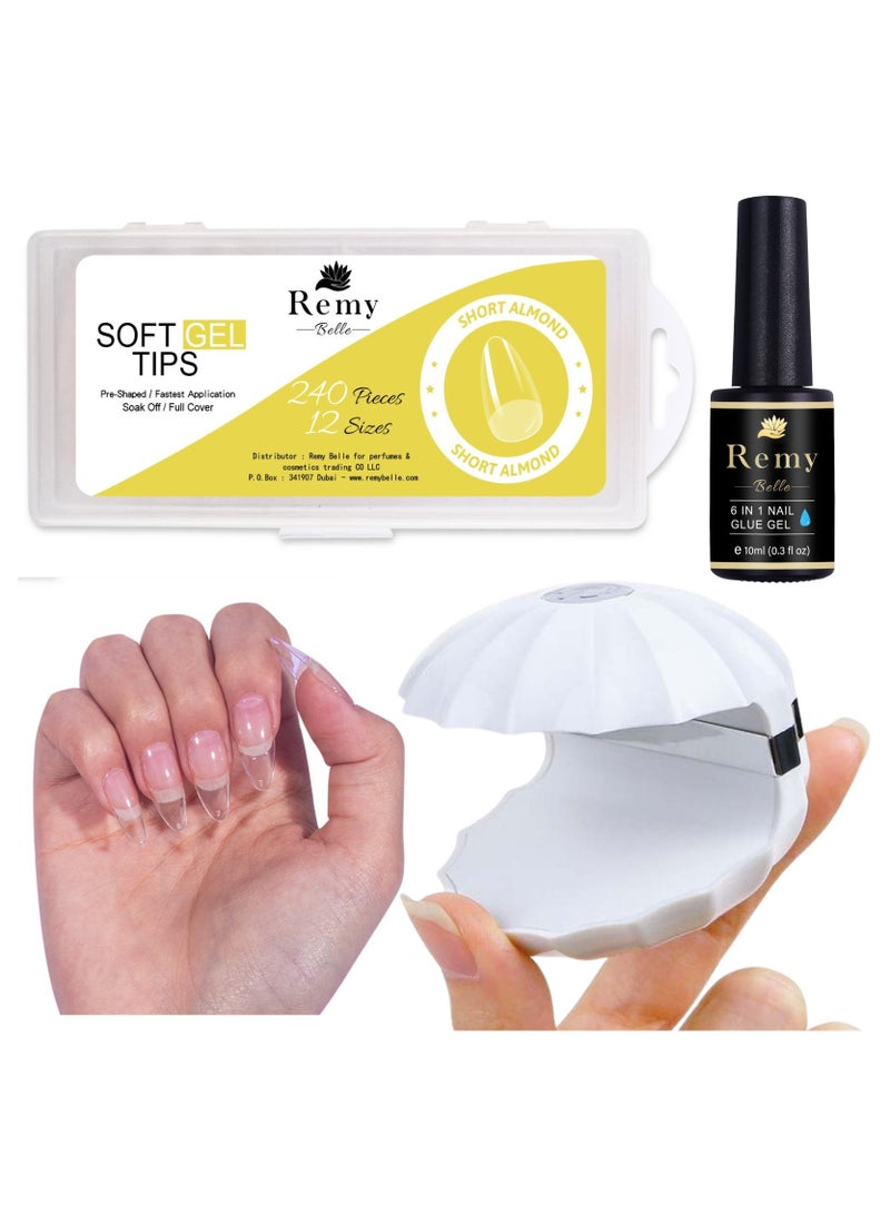 ريمي بيلا مجموعة جل الأظافر وجل اللصق مع مصباح صغير بالأشعة فوق البنفسجية مكونة من 240 قطعة  12 مقاساً (مجموعة 1) - Image 1