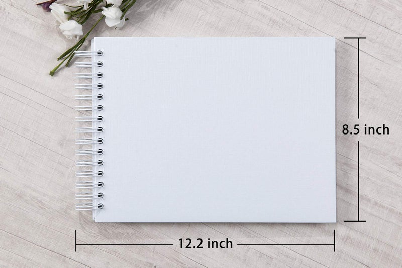 potricher 12.2 x 8.5 Inch Large DIY Scrapbook Photo Album 80 Pages Thick Kraft Paper Scrap Book Albums for Wedding Anniversary Family and Baby (White) - Image 3