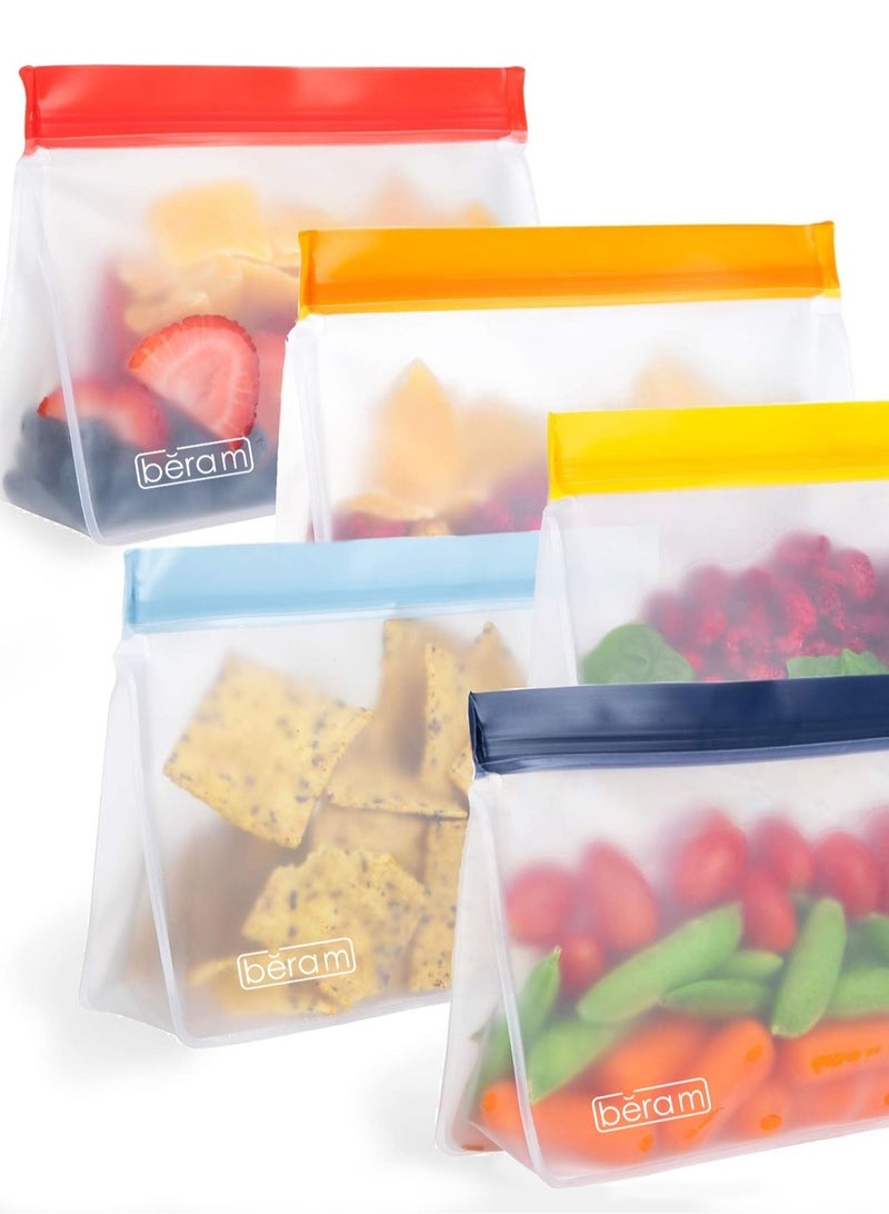 Beram Reusable Food Storage Bags, Reusable Sandwich Bags, Preserving Food Container, Peva Pouches, Food Storage Set, Cooking, Lunch, Snack, Baby Food Prep, Freezer Bags, Standing Ziplock Bags, Travel Bags  - Image 3