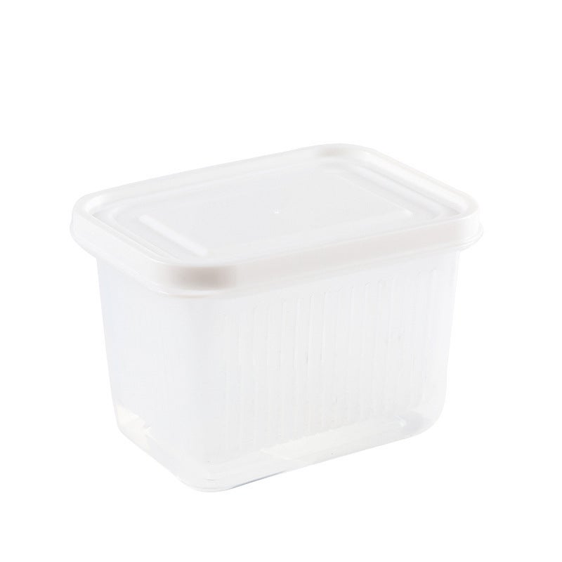 Scallion Ginger Slice Garlic Preservation Box Refrigerator Fruit and Vegetable Storage Box Kitchen with Lid Drain Storage Box Sealed Box White 