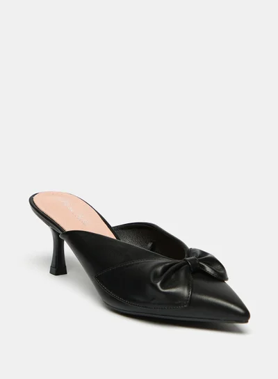 Flora Bella Bow Accent Slip On Mules with Kitten Heels
