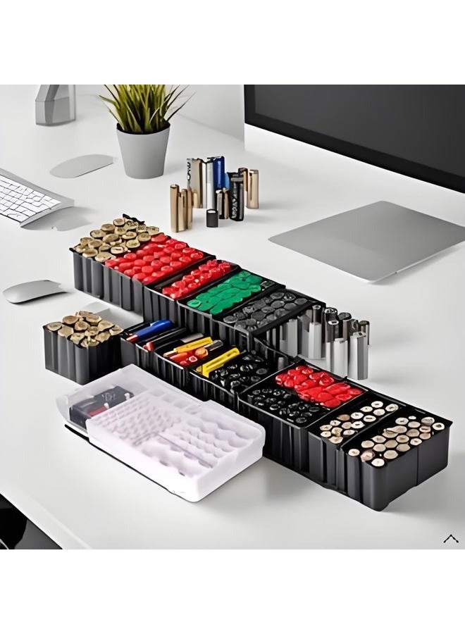 FUZHUI Versatile Battery Organizer with Tester, Original Wall-Mount Storage， Clear-Lid Mountable Storage Box for Secure Energy Cell Management - Image 2