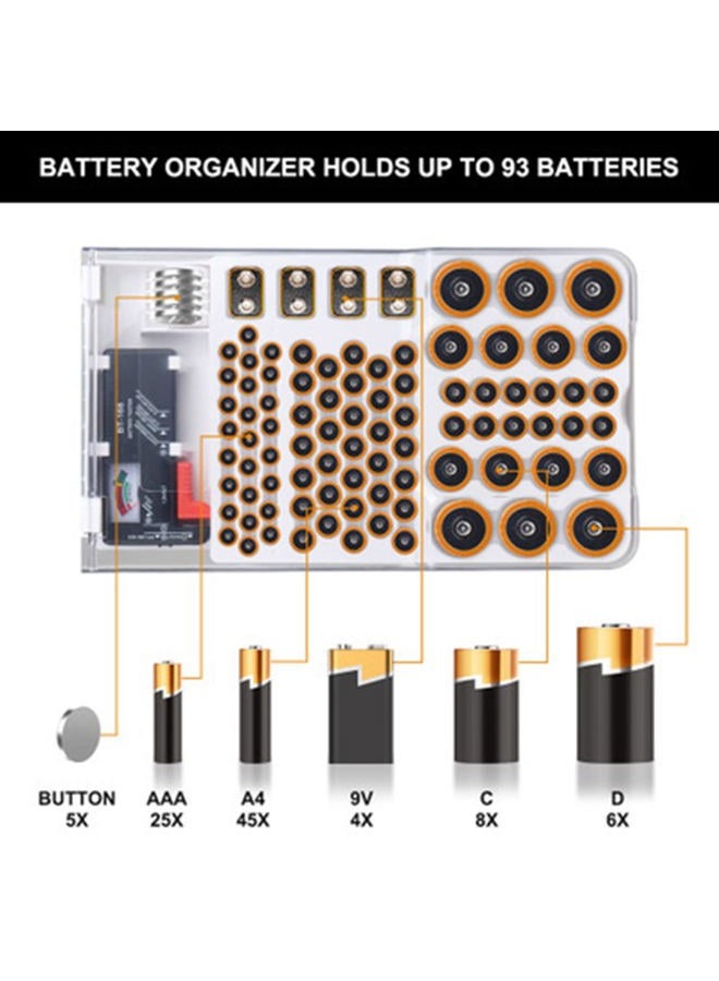 FUZHUI Versatile Battery Organizer with Tester, Original Wall-Mount Storage， Clear-Lid Mountable Storage Box for Secure Energy Cell Management - Image 5