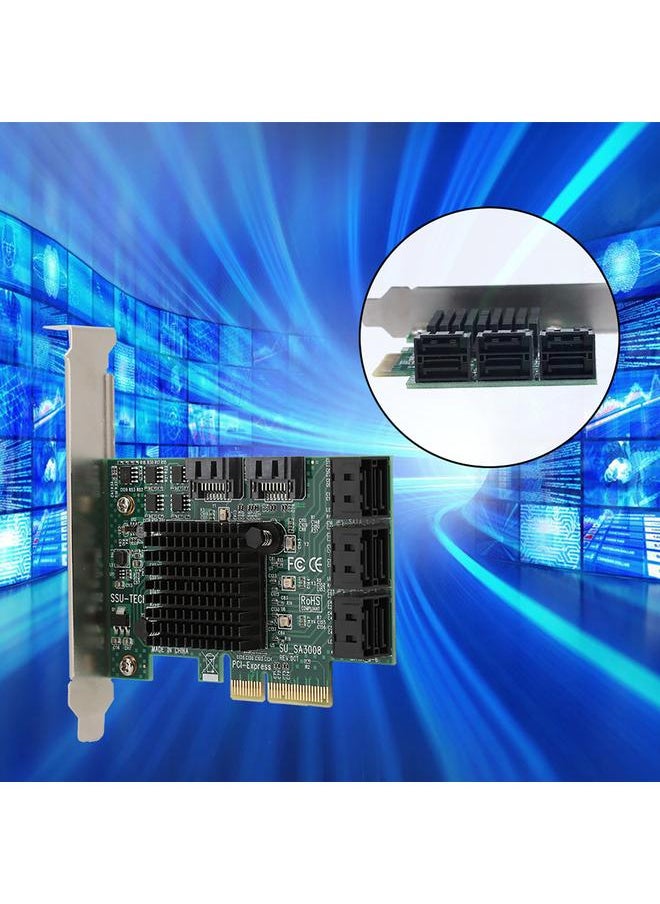 SA3008 Desktop PCI-E to SATA3.0 8-port Expansion Card Adapter Card 6Gbps