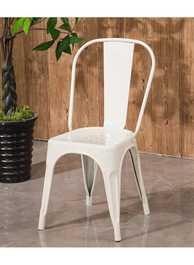 لاني كرسي للطعام المعدني على نمط توليكس D1 مقهى صناعي قابل للتكديس جانب داخلي/خارجي/خارجي حديقة مطبخ باتيو غرفة طعام (1 أبيض) - Image 1
