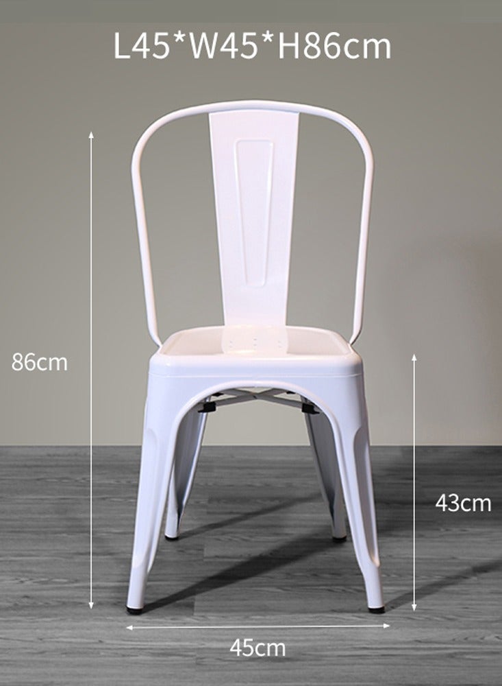 لاني كرسي للطعام المعدني على نمط توليكس D1 مقهى صناعي قابل للتكديس جانب داخلي/خارجي/خارجي حديقة مطبخ باتيو غرفة طعام (1 أبيض) - Image 2