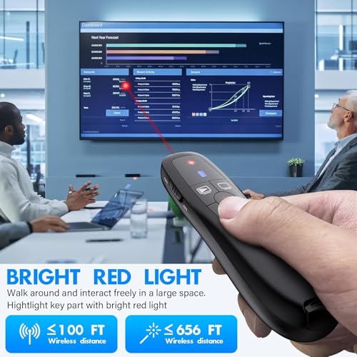rts 2-in-1 Type C USB Wireless Laser Pointer Presenter for Presentation PPT Slide Changer Remote Clicker with Volume Control PowerPoint Clicker with for Google Slide Mac MacBook Laptop PC Computer - Image 4