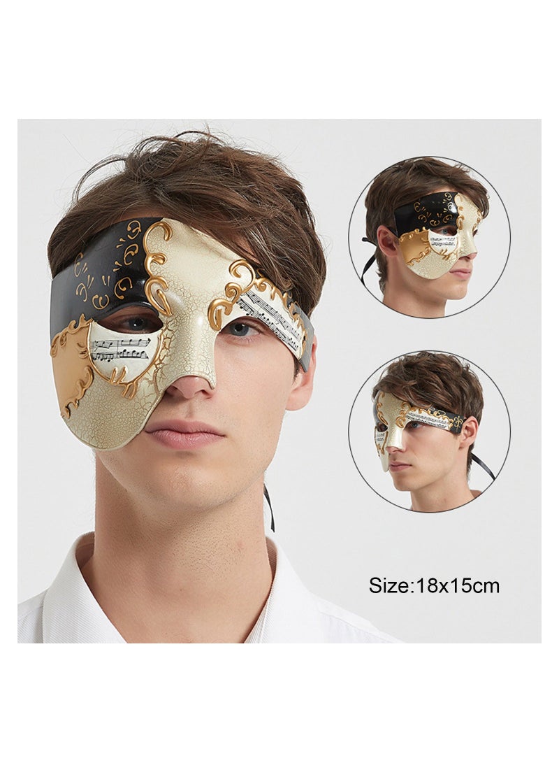 Mens Masquerade Mask Phantom of The Opera Mask and Silk Necktie Set Venetian Half Face Ball Mask for Costume Parties - Image 4