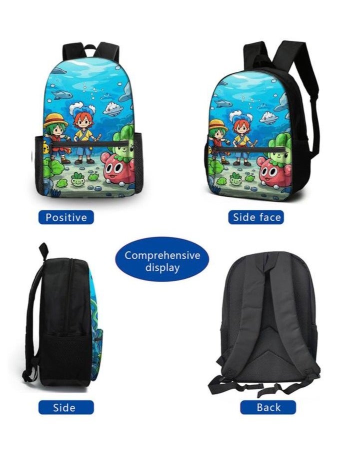 Cartoon three-piece schoolbag with zipper - 545  - Image 3