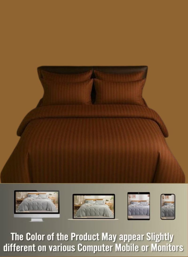 REDTOMMY طقم أغطية سرير كوين 6 قطع – غطاء لحاف (220x240 سم)، ملاءة مشدودة (150x200+30 سم) و 4 أغطية وسائد (53x75 سم)، اللون - بني - Image 3