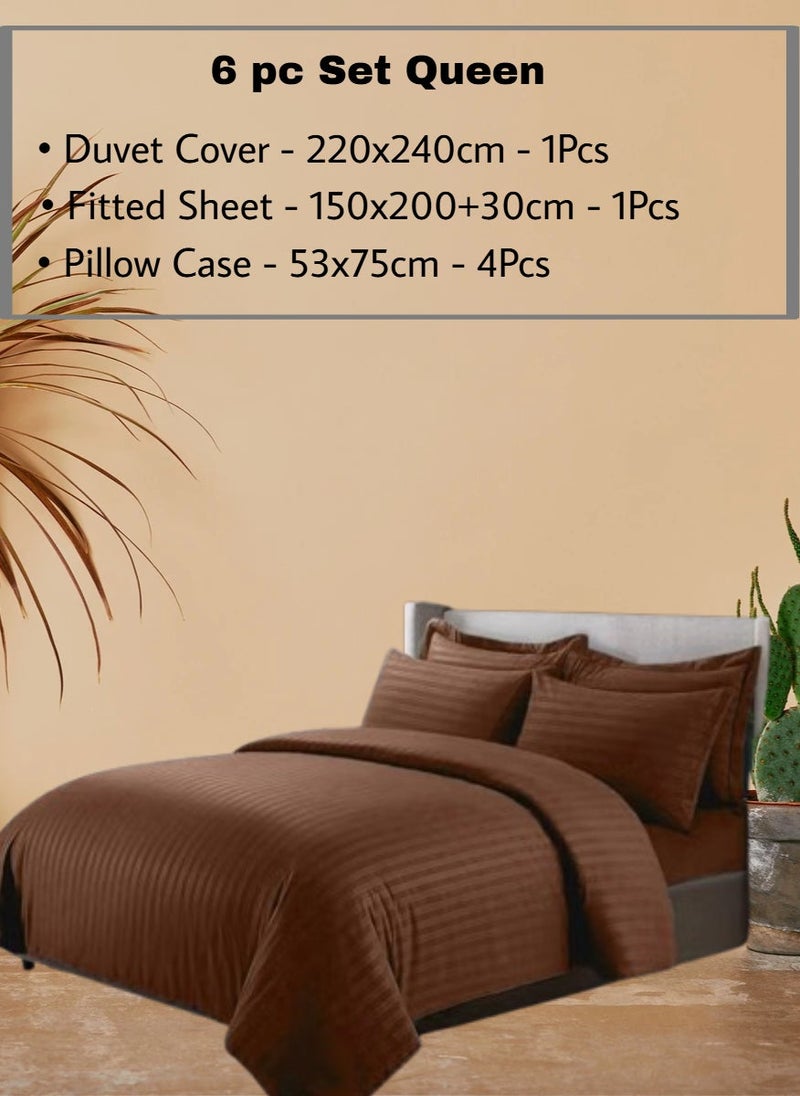 REDTOMMY طقم أغطية سرير كوين 6 قطع – غطاء لحاف (220x240 سم)، ملاءة مشدودة (150x200+30 سم) و 4 أغطية وسائد (53x75 سم)، اللون - بني - Image 2