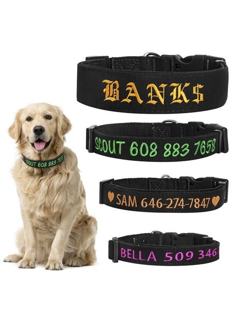 Personalized Dog Collar for Style and Durability - Custom Embroidered Dog Collar for Medium and Large Dogs with Name, Phone or ID Number. Thick Wide Dog Collar Soft Cotton with a Tail-Wagging Touch!…