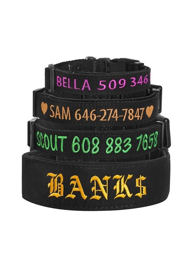 Personalized Dog Collar for Style and Durability - Custom Embroidered Dog Collar for Medium and Large Dogs with Name, Phone or ID Number. Thick Wide Dog Collar Soft Cotton with a Tail-Wagging Touch!…