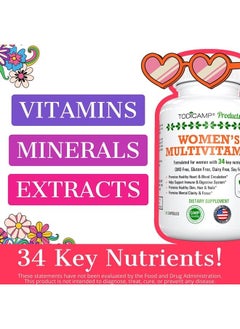 TODICAMP Women's Multivitamin & Mineral Complex with Plant-Based Extracts Products - Womens Daily Multivitamins - Hair Skin and Nails Vitamins - Foundational Multivitamin for Women - 30 Day Supply  - Image 5