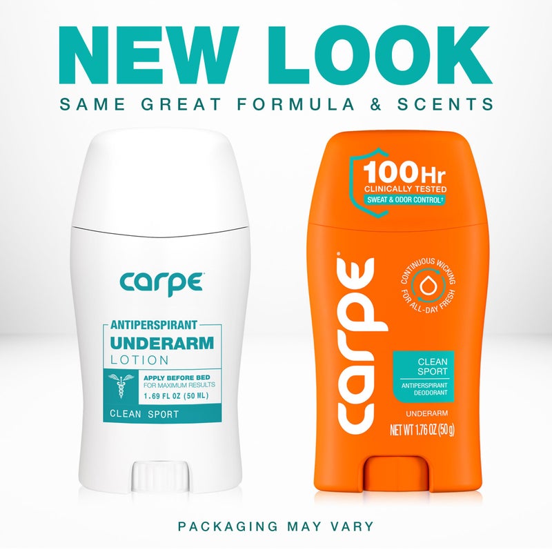Carpe Underarm Deodorant Antiperspirant - Extra Strength Men's Antiperspirant with 100 Hour Sweat Control - Deodorant for Men - Helps Eliminate Odor - Clean Sport Scent - 2 Pack - Image 2