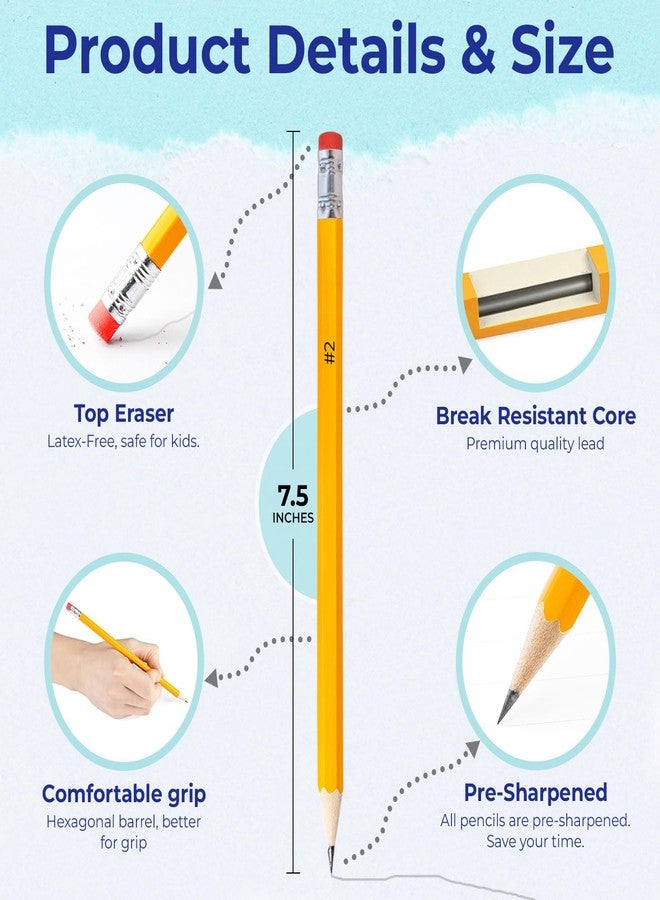 Rosmonde 200 Pack Pre Sharpened Pencils #2, Pencils for Kids With Top Erasers, Bulk School & Teacher Supplies, #2 HB Pencils for Classroom, Pre Sharpened for Easy Use, Easy Hold Grip, Bulk Supplies - Image 2