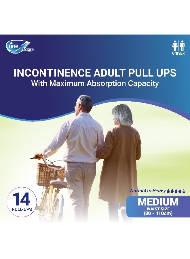 Fine Care Care Adult Incontinence Diaper  Pullups Medium Size 80 110Cm 14 Diapers - Image 2