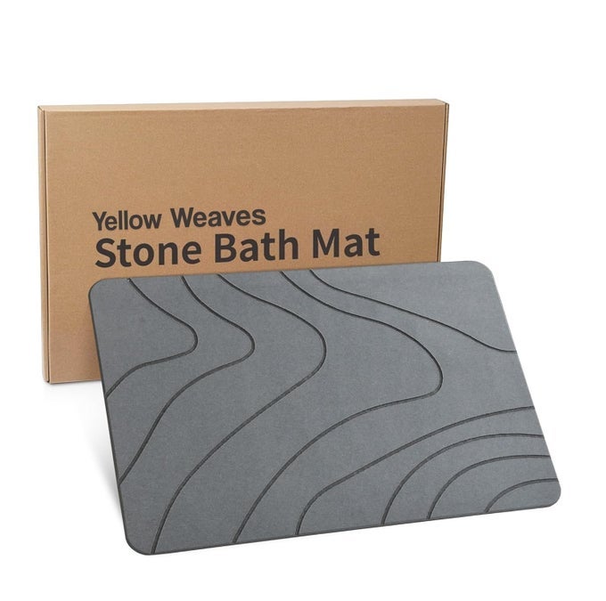 STONE BATH MAT, DIATOMACEOUS EARTH SHOWER MAT, NON-SLIP SUPER ABSORBENT QUICK DRYING BATHROOM, KITCHEN FLOOR MAT, EASY TO CLEAN (45X35 CM - SANDSTONE) ABSTRACT GREY