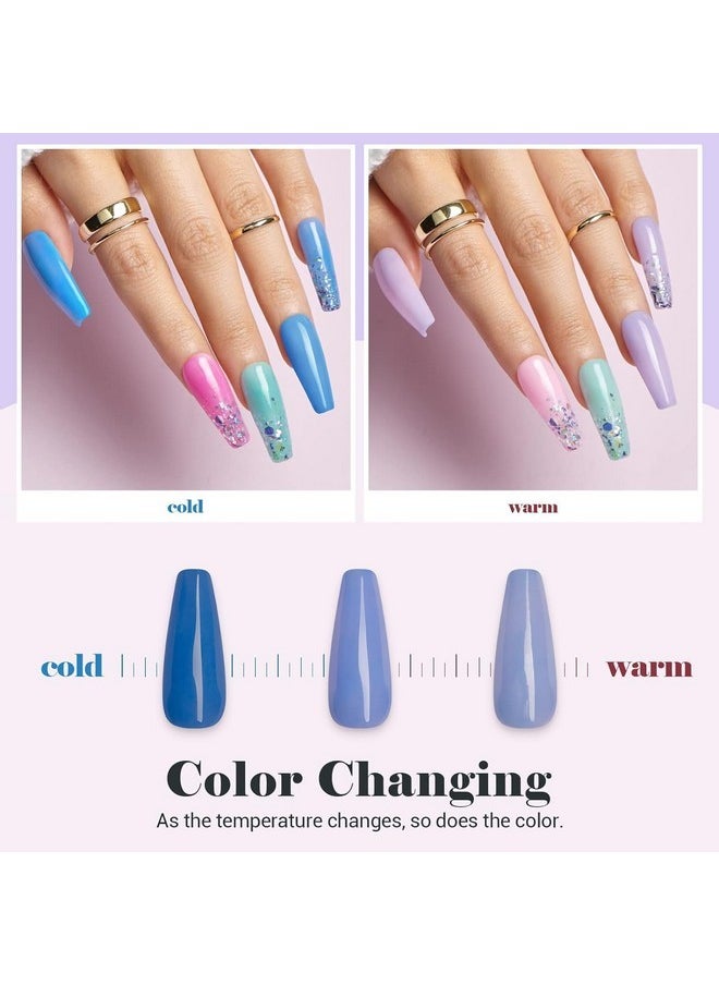 AZUREBEAUTY Color Changing Dip Powder Nail, Blue Temperature Mood Fall Winter Dipping Powder French Acrylic Nail Dip Art Starter Manicure Salon Diy At Home, No Nail Lamp Needed, 1 Oz / 28G  - Image 3
