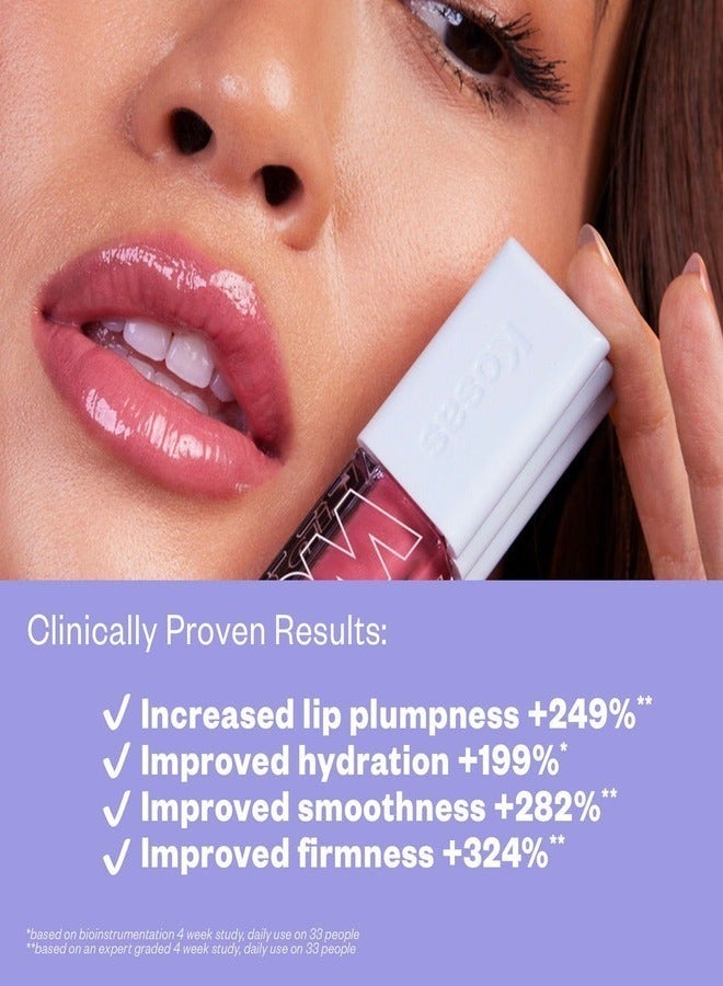 KOSAS Wet Lip Oil Plumping Peptide Lip Treatment Gloss,  Malibu - Surfy Pink 4.6ml - Hydrating, Nourishing, and Glossy Finish - Image 3
