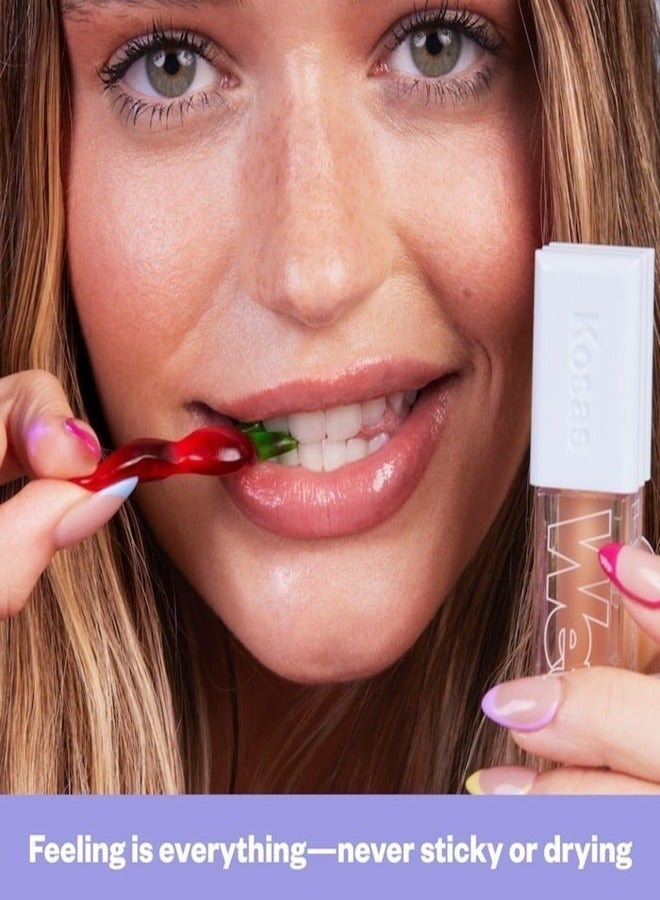 KOSAS Wet Lip Oil Plumping Peptide Lip Treatment Gloss,  Malibu - Surfy Pink 4.6ml - Hydrating, Nourishing, and Glossy Finish - Image 4