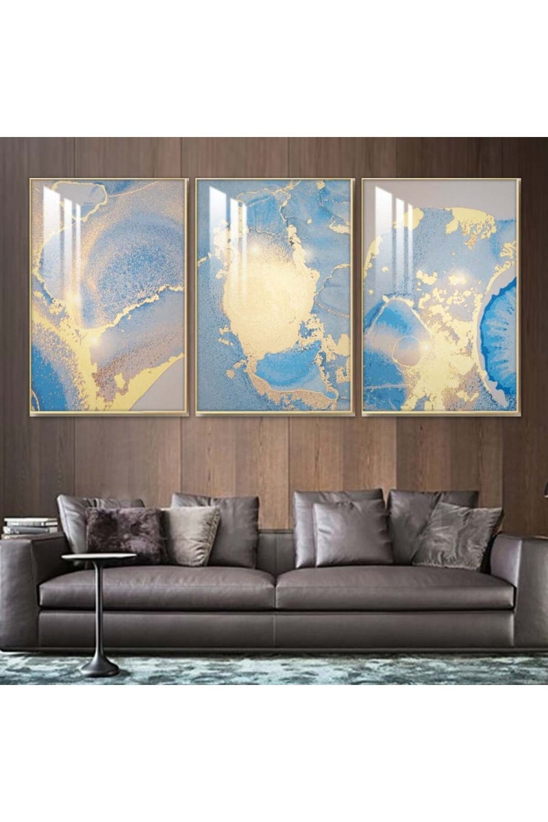 Marktna Three wooden wall painting with a frame and a clear acrylic layer - Image 1