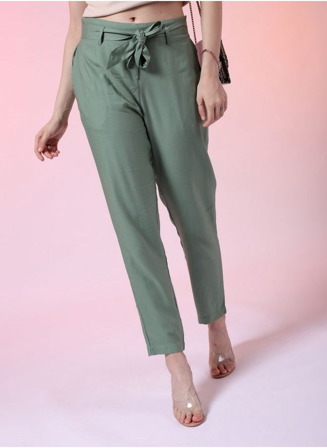 Freehand Women Tapered Solid High-Rise Pants  - Image 1