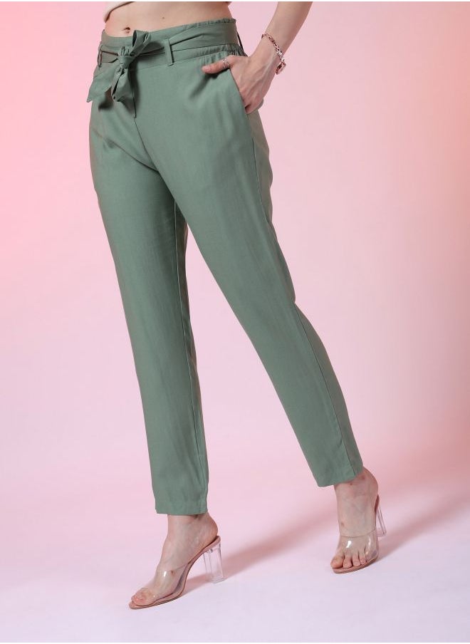 Freehand Women Tapered Solid High-Rise Pants  - Image 3