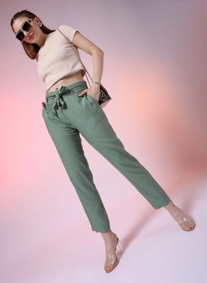 Freehand Women Tapered Solid High-Rise Pants