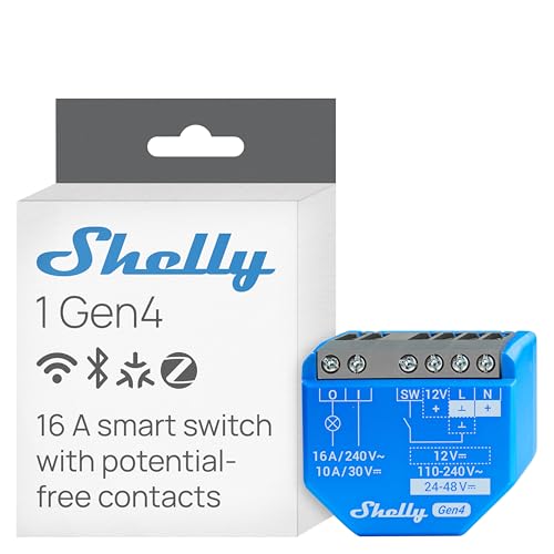 Shelly 1 Gen4 | Wi-Fi, Zigbee & Matter Smart Relay Switch with Dry Contacts, 1-Channel 16A | Home Automation | Alexa, SmartThings, Google Home, Apple HomeKit Compatible | Garage Door Opener - Image 1