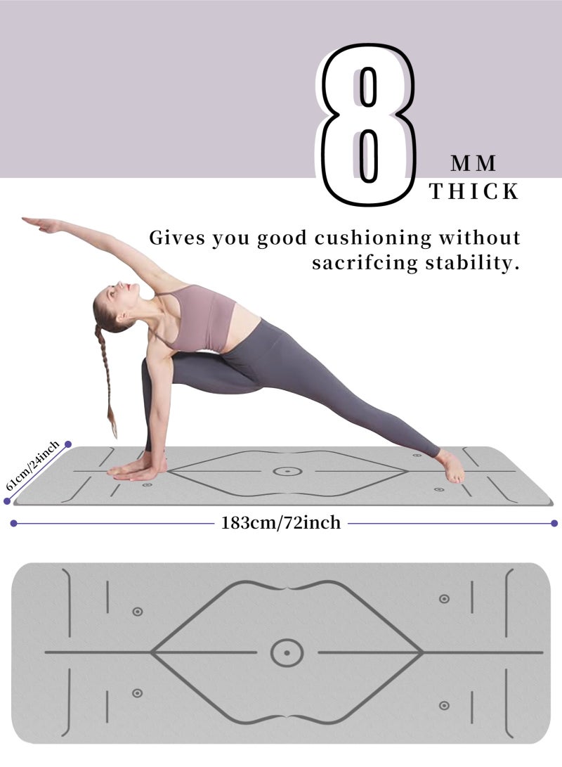 HomarKet Yoga Mat Non Slip, Pilates Fitness Mats, Eco Friendly, Anti-Tear 8mm Thick Yoga Mats for Women, Exercise Mats for Home Workout with Carrying Sling and Storage Bag - Image 2