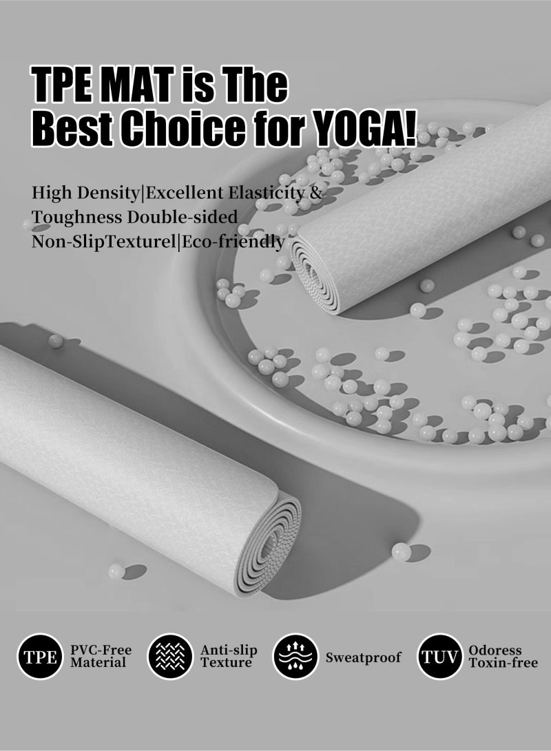 HomarKet Yoga Mat Non Slip, Pilates Fitness Mats, Eco Friendly, Anti-Tear 8mm Thick Yoga Mats for Women, Exercise Mats for Home Workout with Carrying Sling and Storage Bag - Image 5