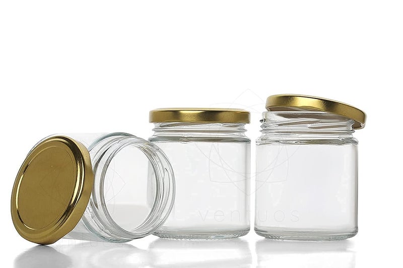 ARUZEN Glass Small Containers Set of 12 Masala and Spices Storage Jars for Kitchen, Refrigerator | Round Shape Glass Bottle for Kitchen Storage | Airtight Dry Fruits Container - 200 ml - Image 4