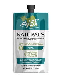 SPLAT Naturals, Semi-Permanent Teal Hair Dye : 100% Vegan, Cruelty-Free, No Bleach Required, Free of Ammonia, PPD, Parabens & Sulfates - 6 Oz  - Image 1