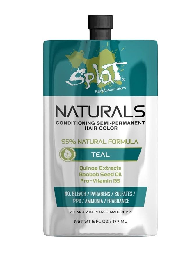 SPLAT Naturals, Semi-Permanent Teal Hair Dye : 100% Vegan, Cruelty-Free, No Bleach Required, Free of Ammonia, PPD, Parabens & Sulfates - 6 Oz - Image 1