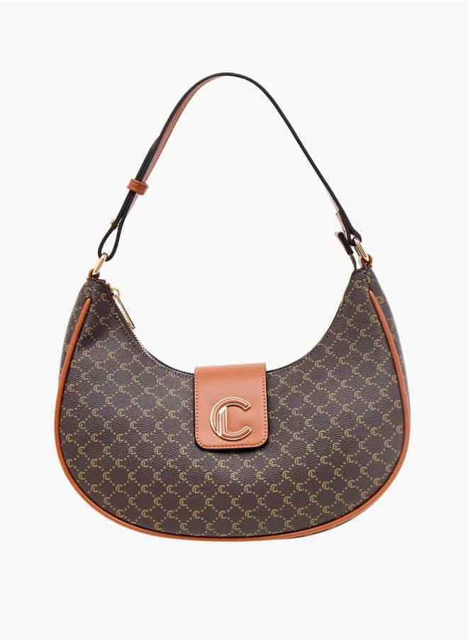 Le Confort Women Printed Hobo Bag with Zip Closure and Handle