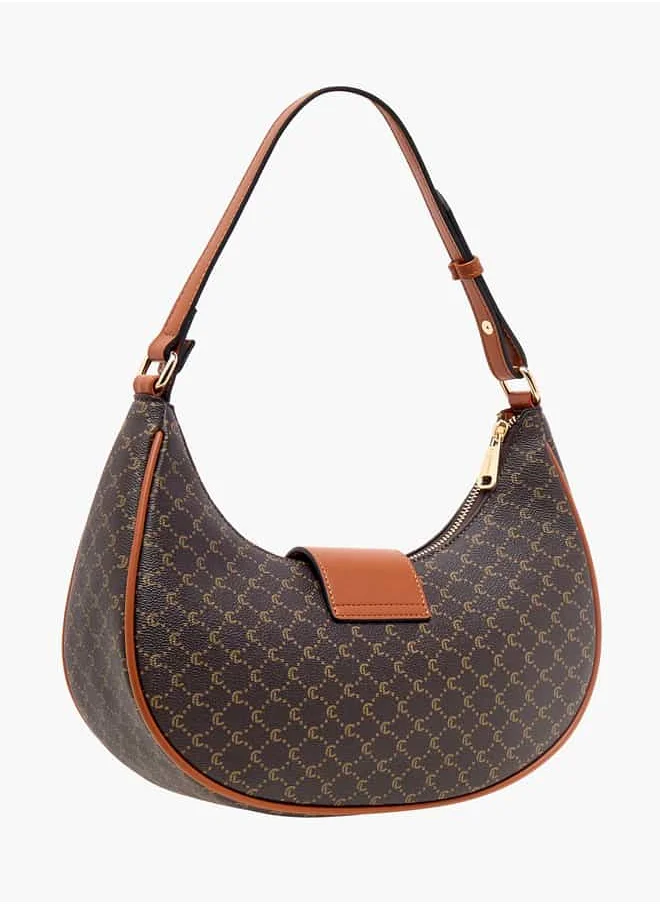 Le Confort Women Printed Hobo Bag with Zip Closure and Handle