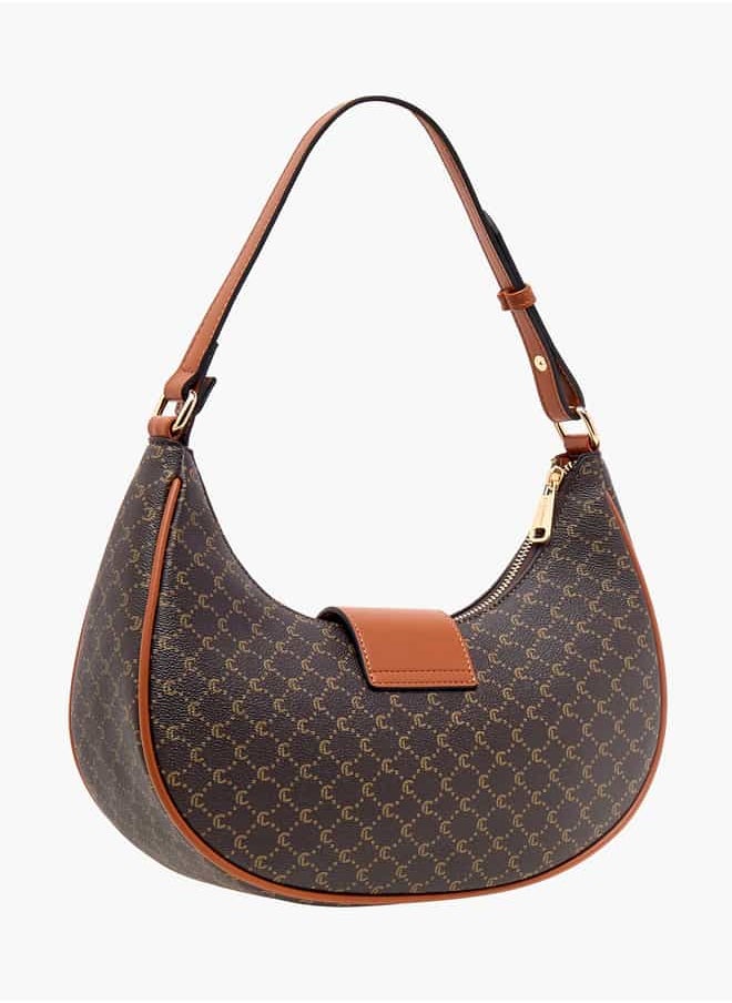 Le Confort Women Printed Hobo Bag with Zip Closure and Handle  - Image 2